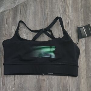 Savage X Fenty Black Sports Bra with Green Accents